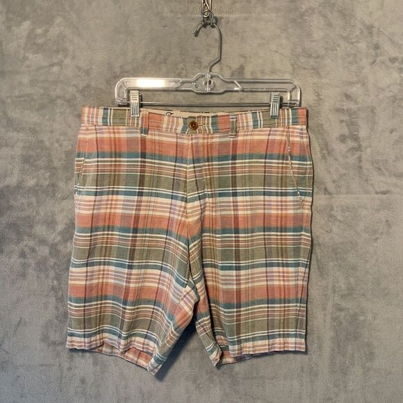 Tommy Bahama Golf Shorts Mens Size 32 Pastel Plaid Stretch Linen Blend Beach - Picture 2 of 11